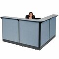 Interion By Global Industrial Interion L-Shaped Reception Station With Raceway, 80inW x 80inD x 46inH, Gray Counter, Blue Panel 249009NGB
